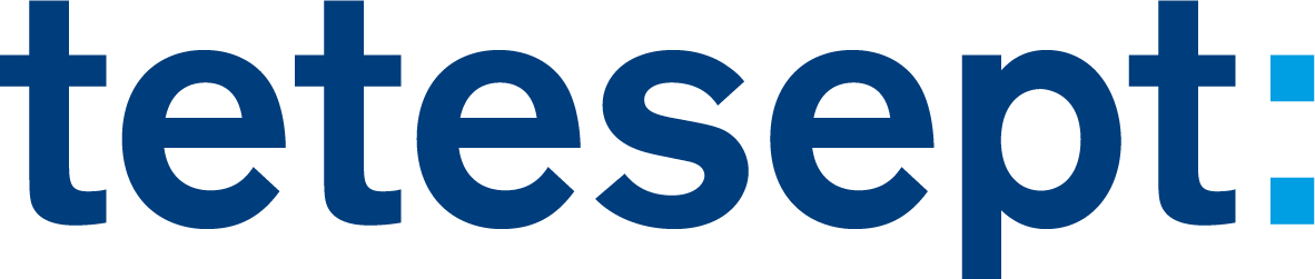 Das Wort „tetesept“ in fetten, dunkelblauen Kleinbuchstaben mit einem hellblauen Doppelpunkt am Ende auf weißem Hintergrund.